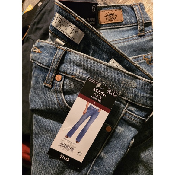 Sofia Jeans Womens Melissa Flare High Rise Blue Denim Bell Bottom Pants Size 6 - Picture 4 of 12